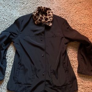 Price reduced! Reversible black - leopard faux fur fall jacket.